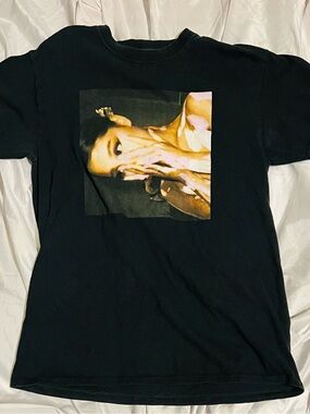 Ariana Grande Black Graphic Tee with White Interior Print Size L unisex